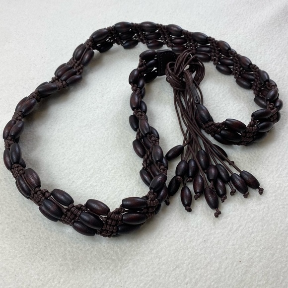 Beaded Women’s Brown Coachella Boho Tied‎ Belt - Picture 2 of 8